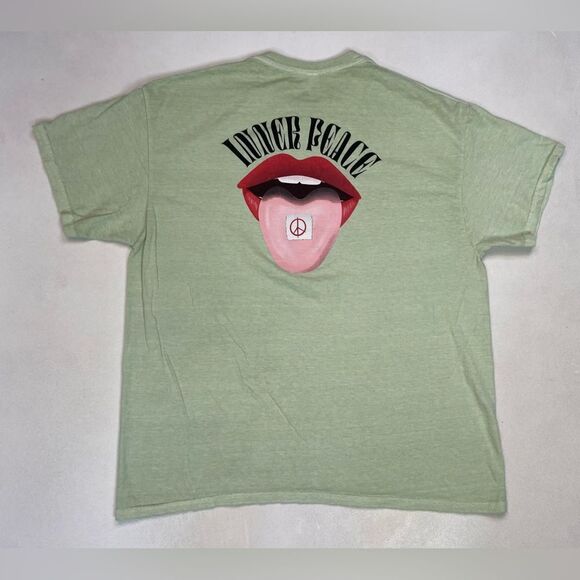 Inner Peace Graphic T-shirt Men Large Green Short Sleeve - Picture 1 of 6